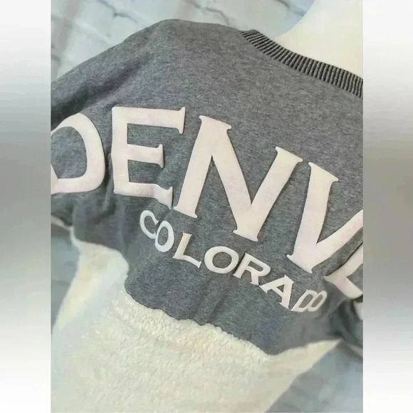 NEW SPIRIT JERSEY Sweatshirt Oversized Womens Size XS Sherpa Fleece DENVER CO - Picture 7 of 12